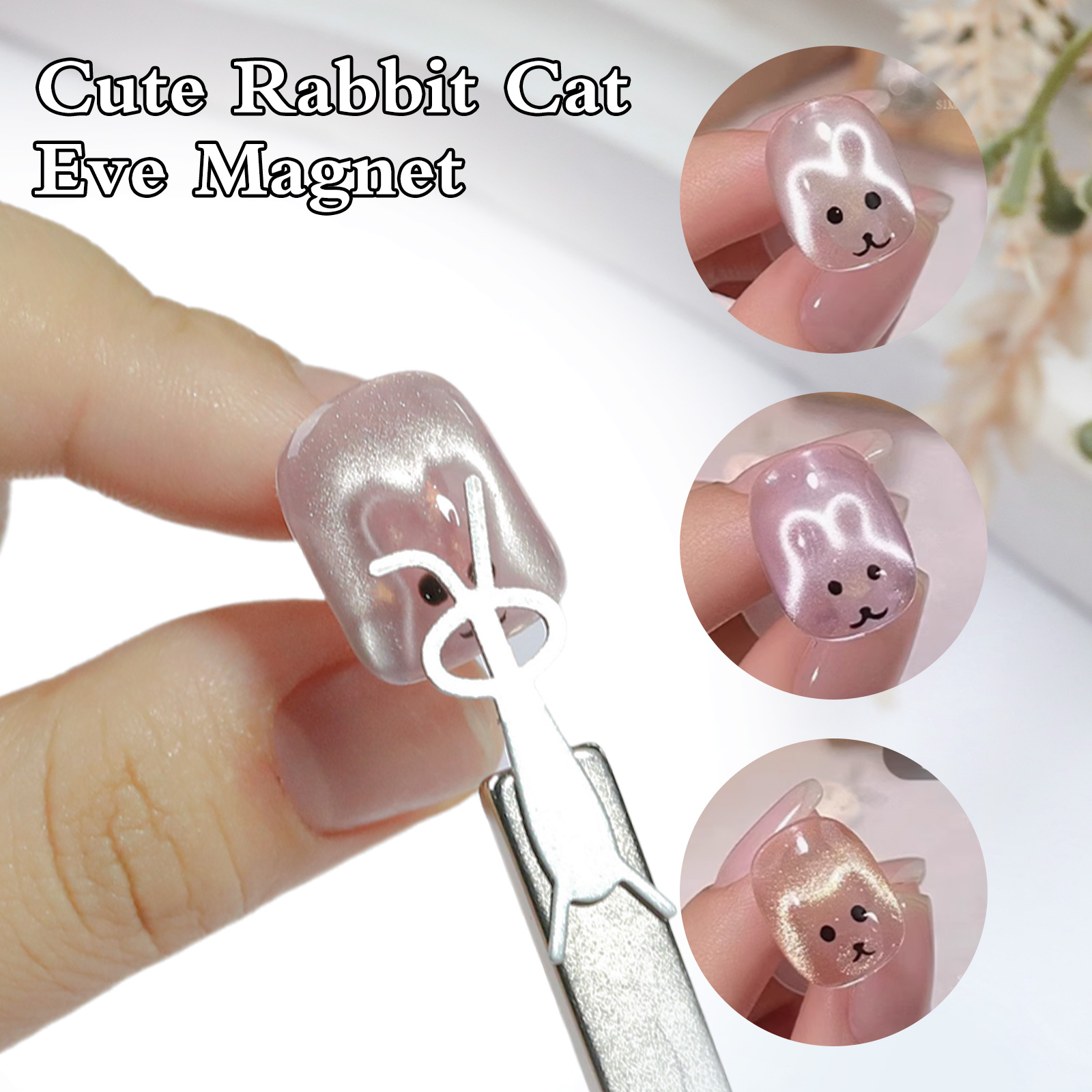 Nail Art Full Color - 1/4Pcs Set Magnet Bentuk Hati Kelinci