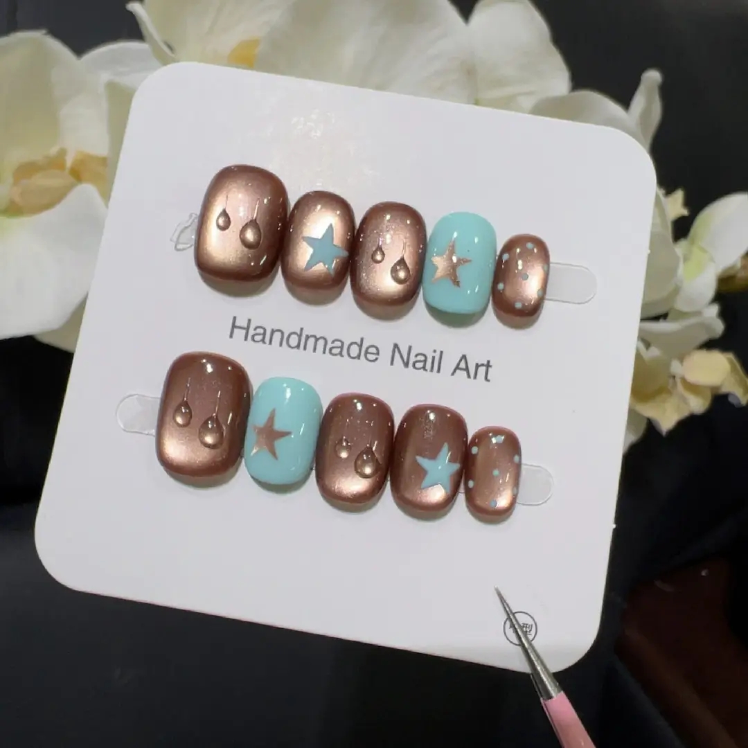 Nail Art Emerald - 10 buah kuku tip Prancis buatan