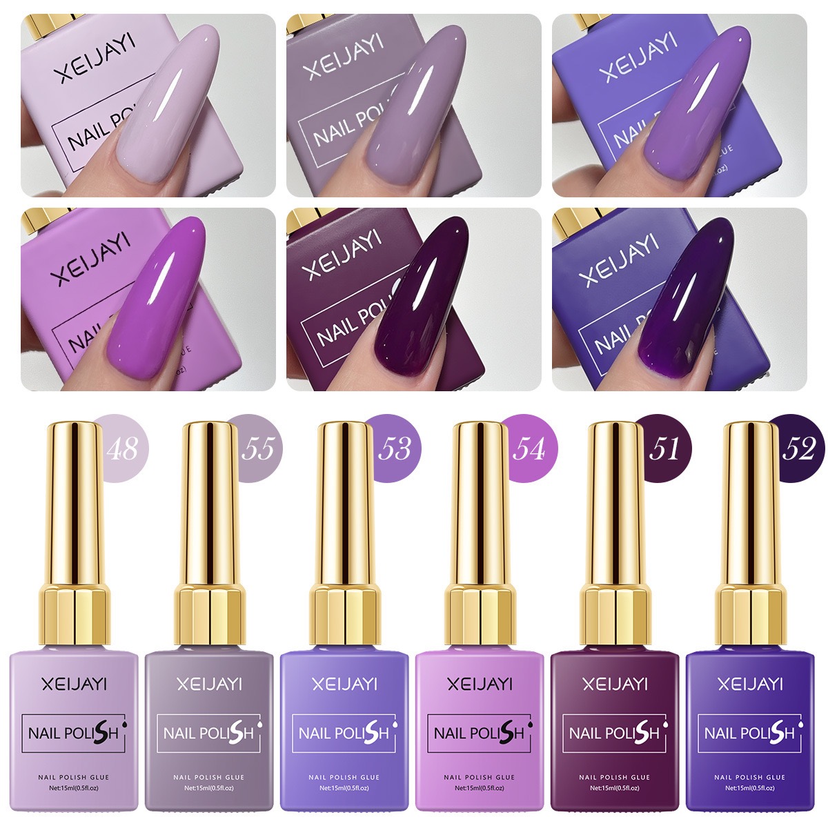Nail Art Violet - 6 Buah/Set 15Ml Cat Kuku Gel