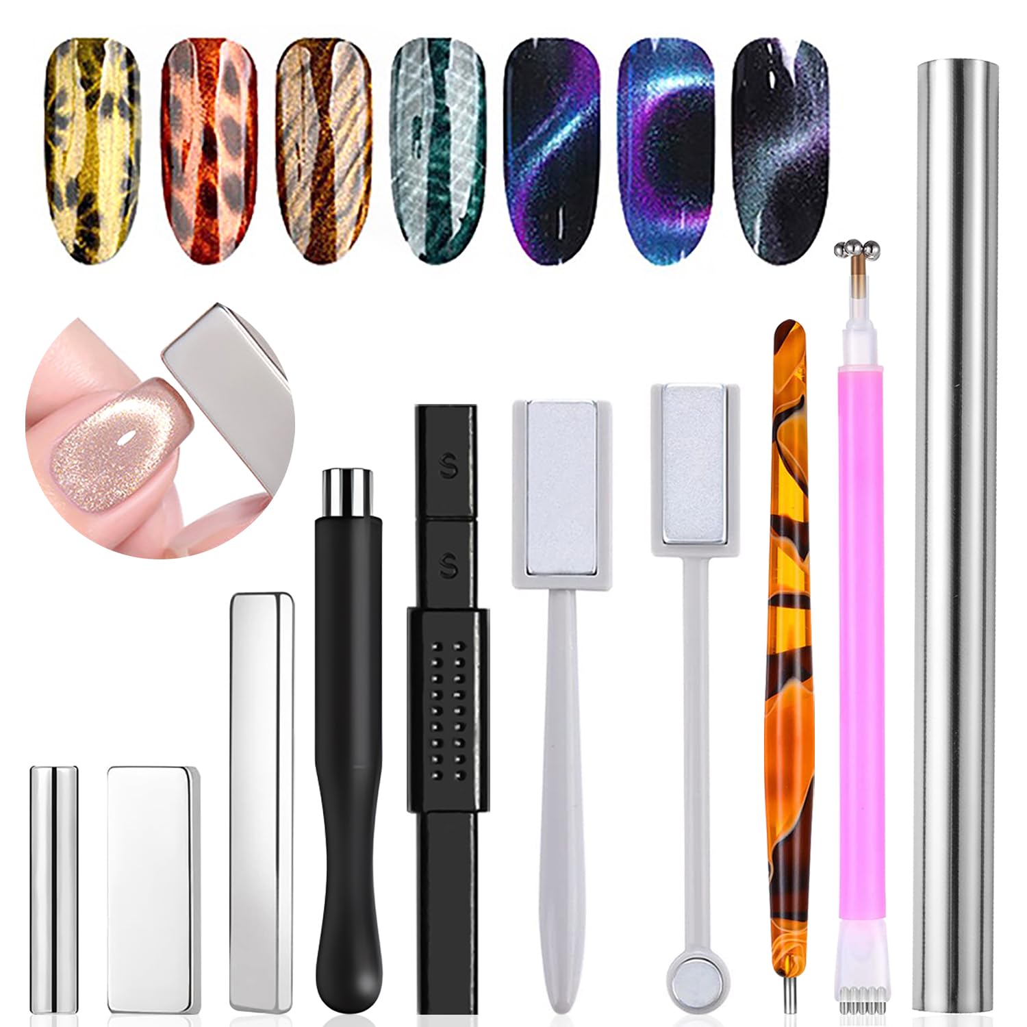 Nail Art Full Color - 10Pcs Set Magnet Cat Eye untuk