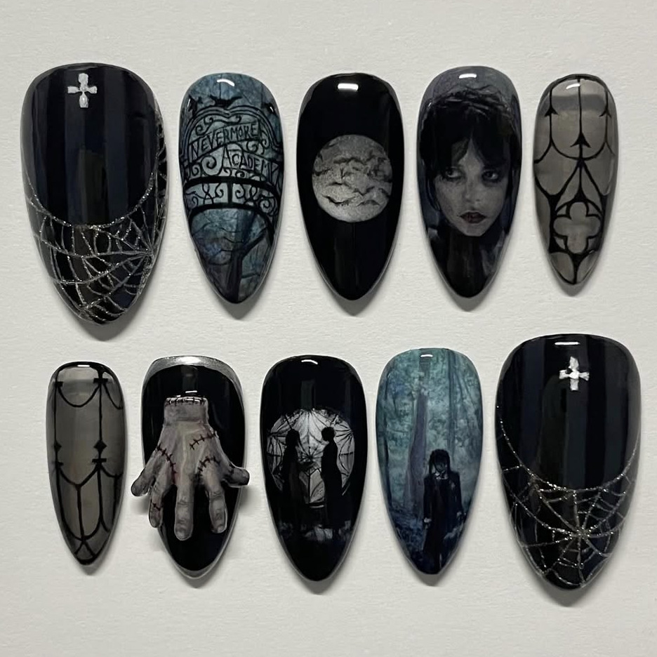 Nail Art Gothic - 24pcs Kuku Palsu Dark Gothic Punk