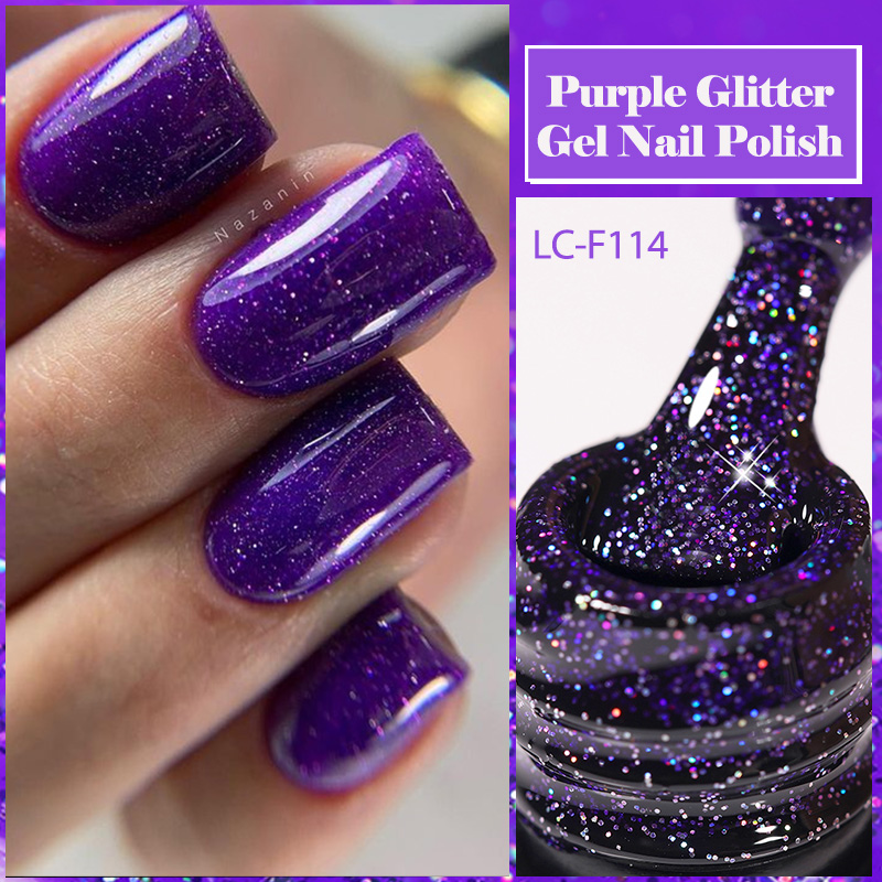 Nail Art Violet - LILYCUTE Kutek kuku Gel payet Glitter,