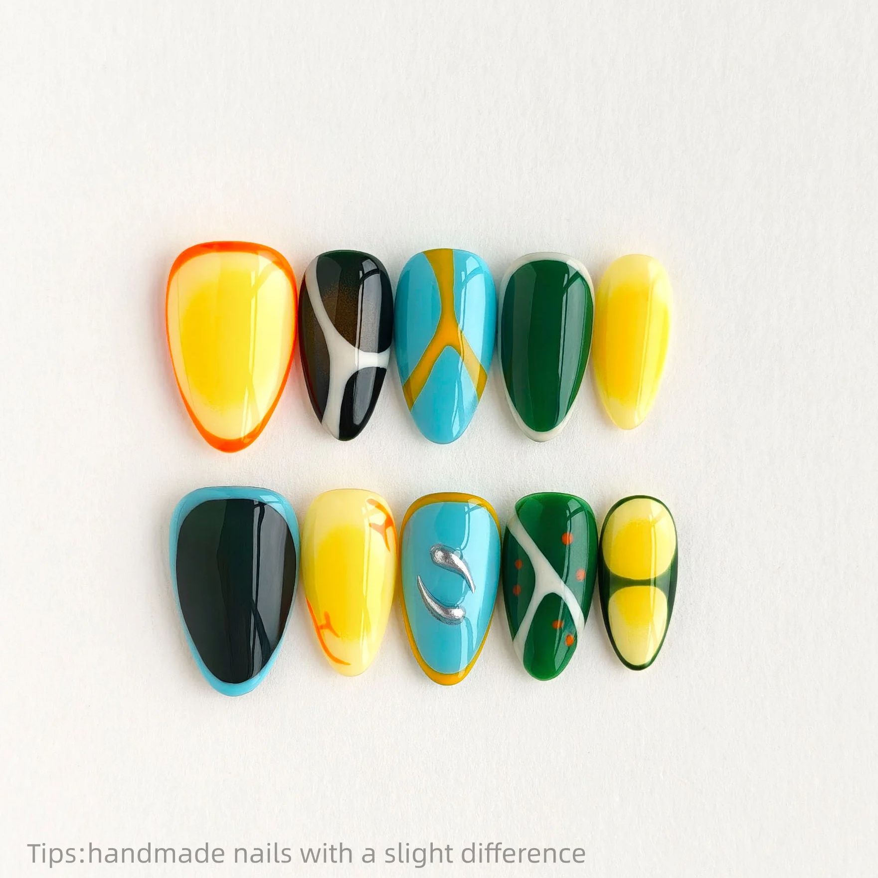 Nail Art Full Color - 10pcs Kuku Palsu Buatan Tangan Motif