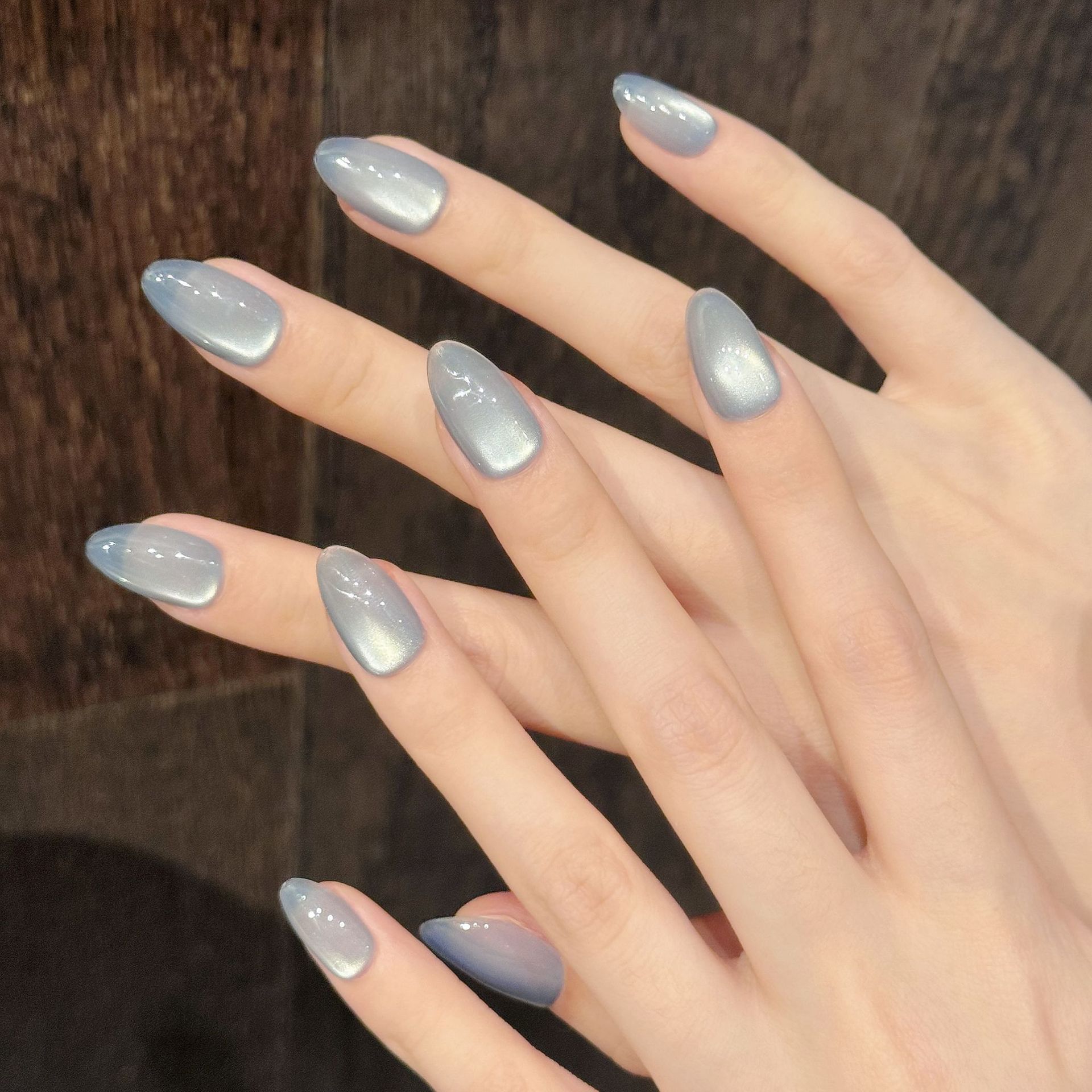 10Pcs Kuku Palsu Biru Cat Eye  - Nail Art Emerald ulasan dan harga