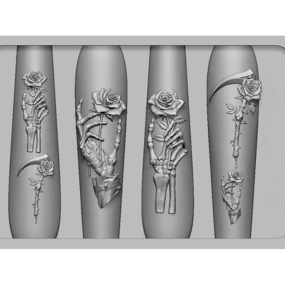 2Pcs Set Cetakan Seni Kuku Sil - Nail Art Gothic ulasan dan harga