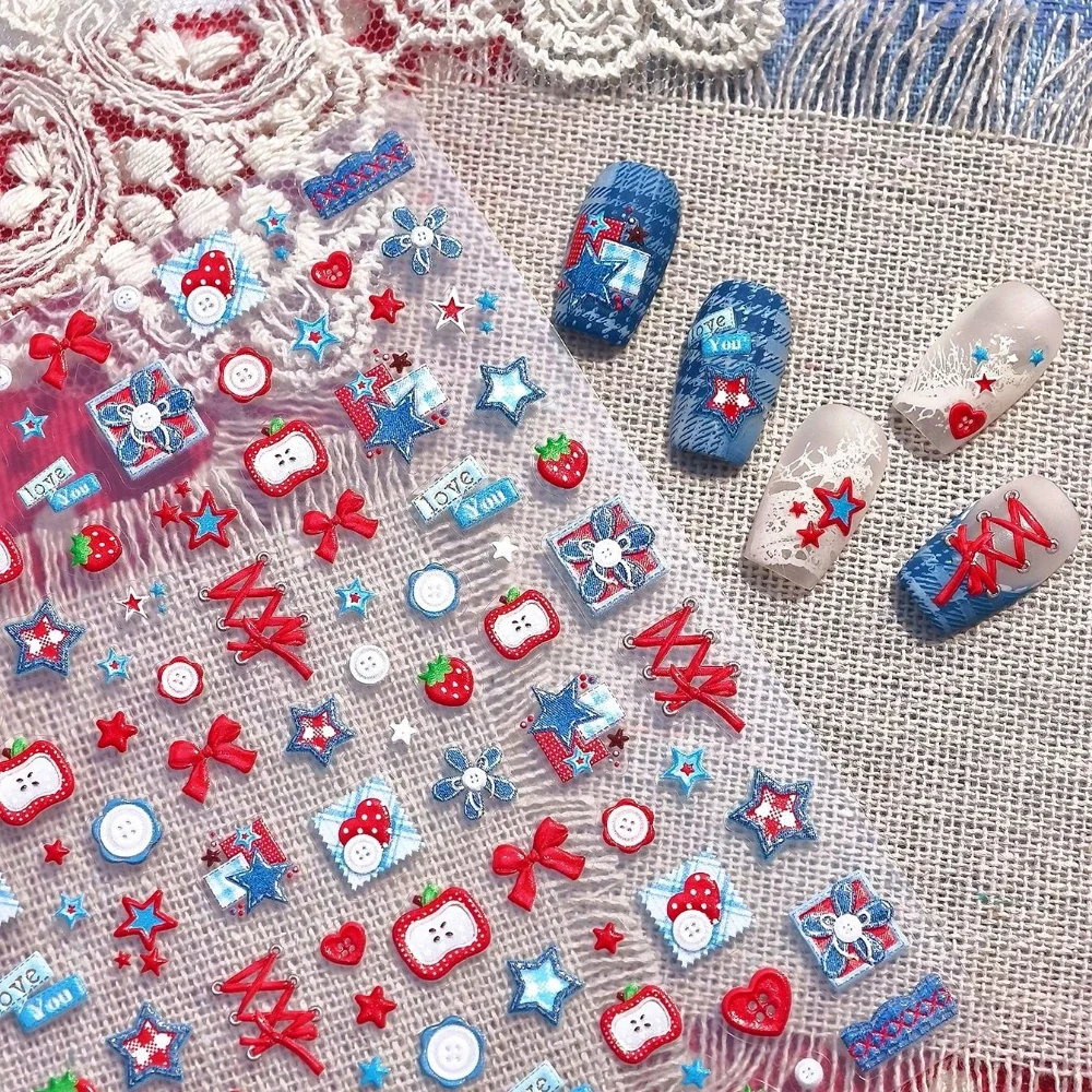 Stiker Seni Kuku 3D Motif Bung - Nail Art Denim ulasan dan harga