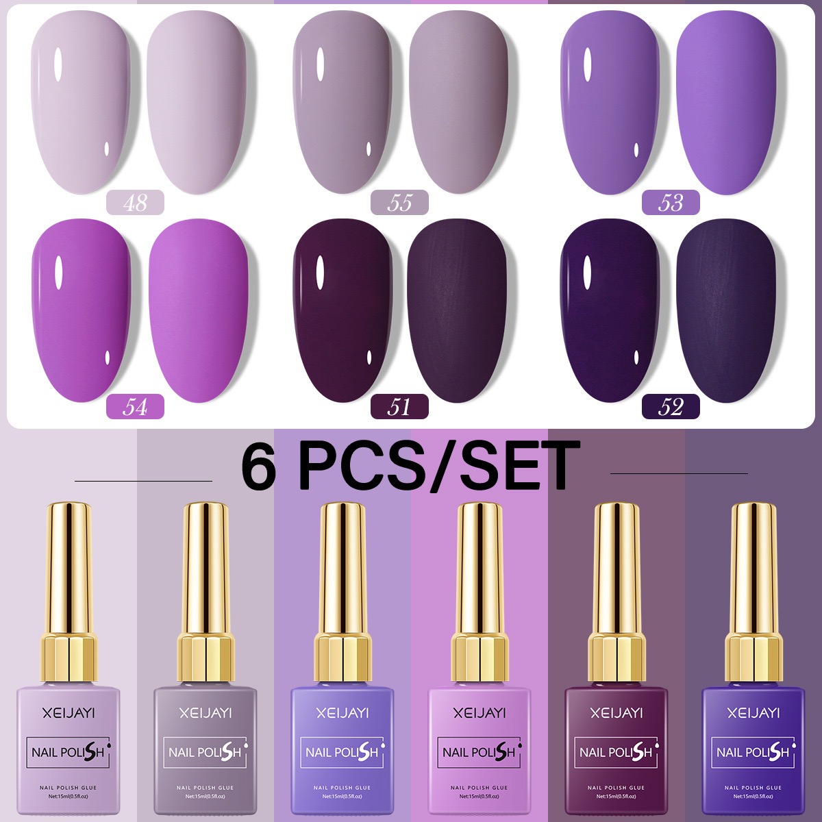 6 Buah/Set 15Ml Cat Kuku Gel 6 - Nail Art Violet ulasan dan harga