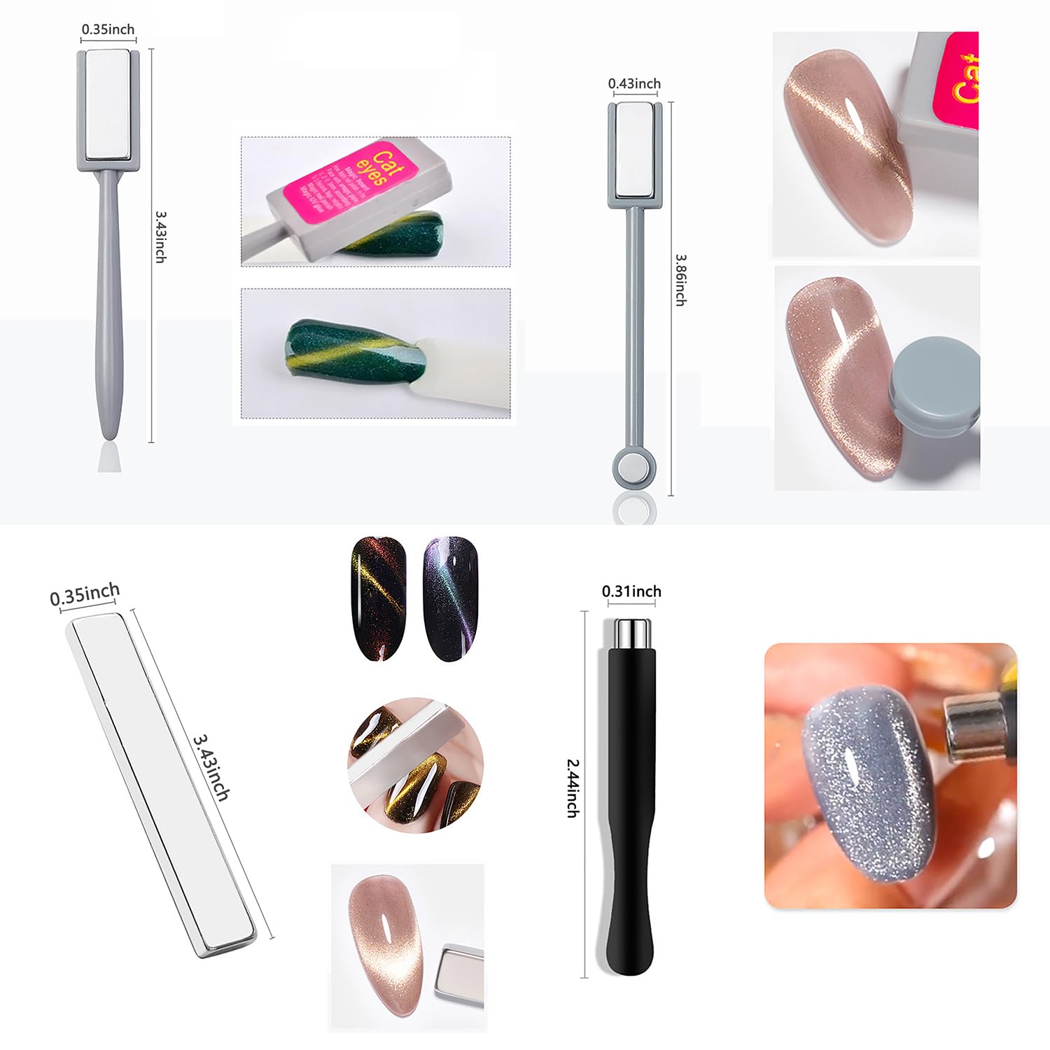 10Pcs Set Magnet Cat Eye untuk - Nail Art Full Color ulasan dan harga