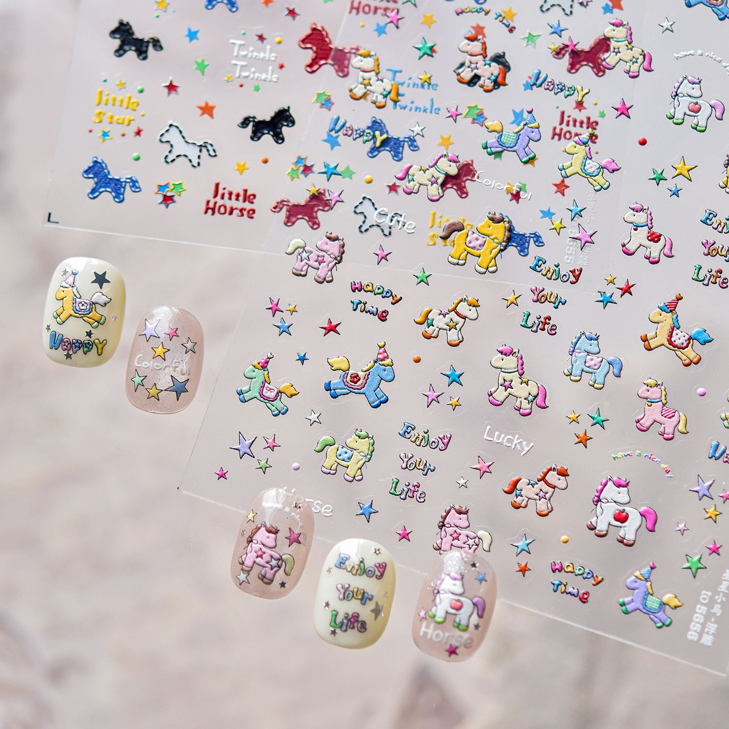 Stiker Kuku Retro Denim Motif  - Nail Art Denim ulasan dan harga