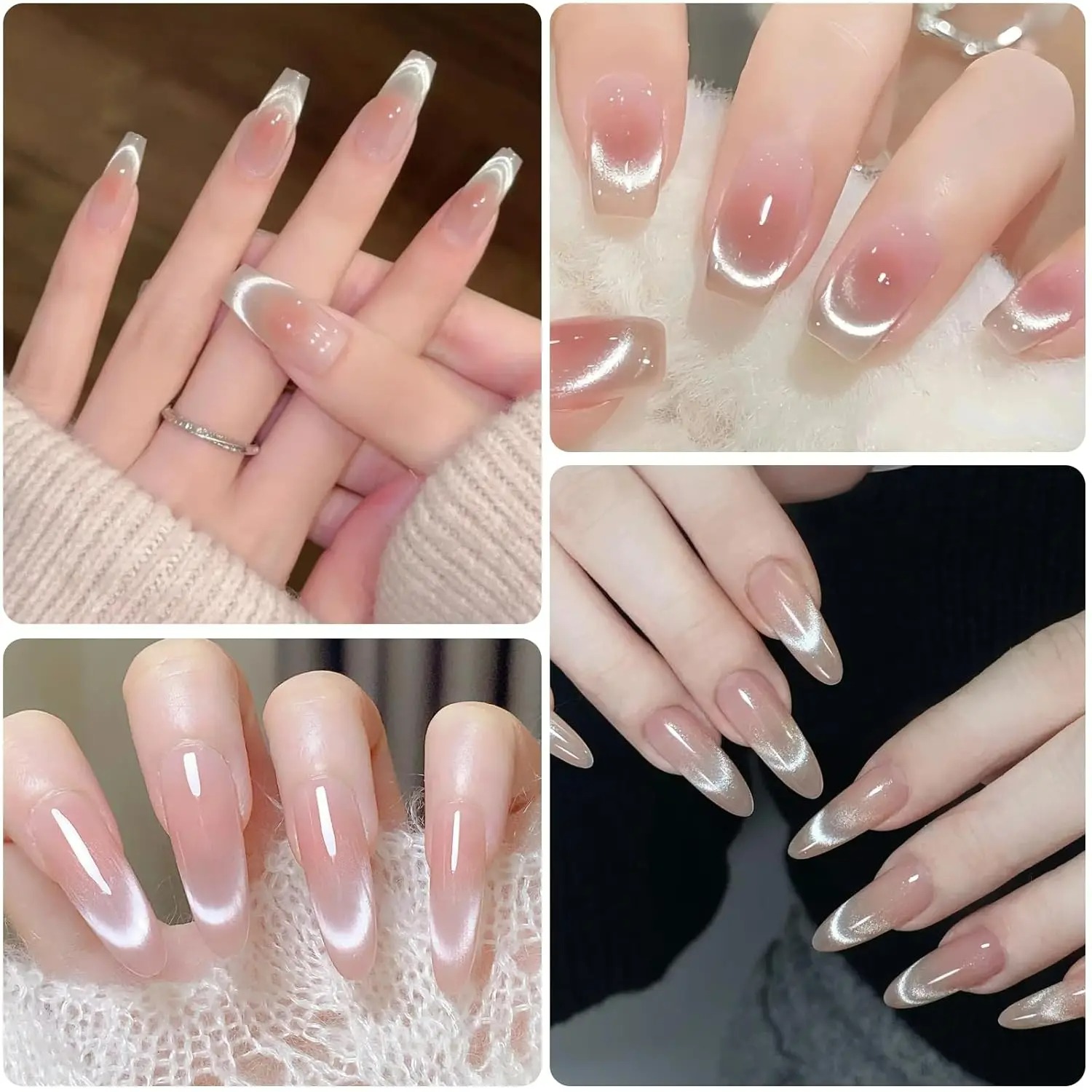 1/2Pcs Set Magnet Kuku Prancis - Nail Art Full Color ulasan dan harga