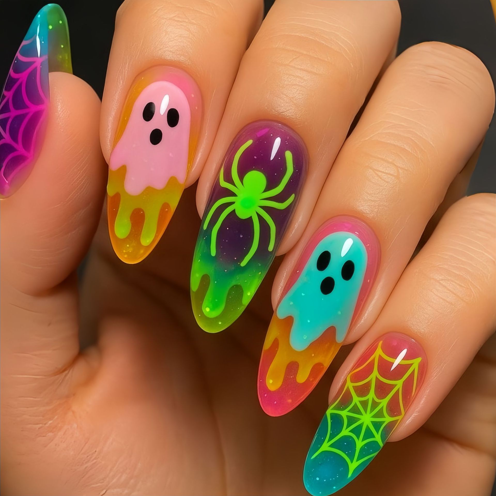 Kuku Palsu Halloween Warna Gra - Nail Art Full Color ulasan dan harga