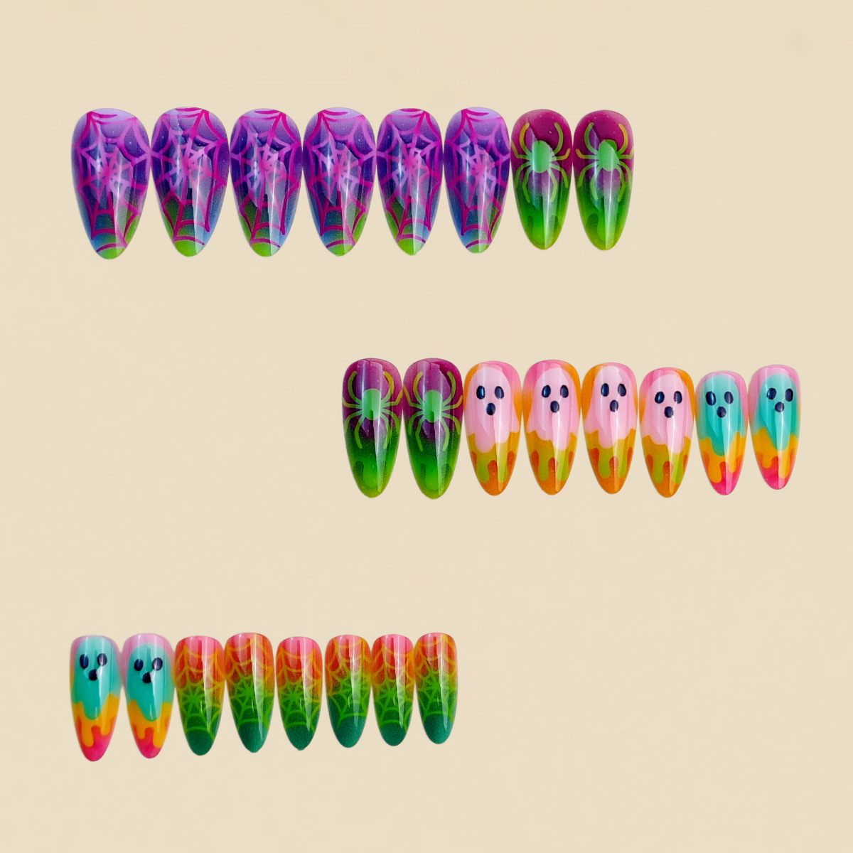 Kuku Palsu Halloween Warna Gra - Nail Art Full Color ulasan dan harga