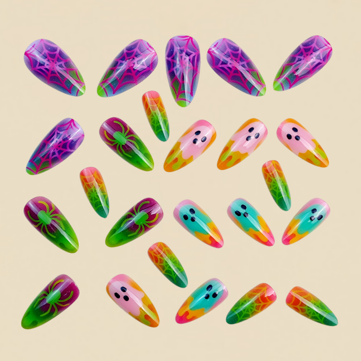 Kuku Palsu Halloween Warna Gra - Nail Art Full Color ulasan dan harga