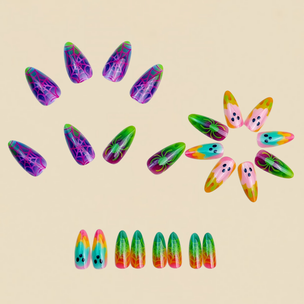 Kuku Palsu Halloween Warna Gra - Nail Art Full Color ulasan dan harga